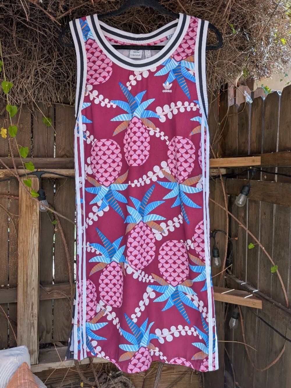 Adidas XS Originals x Farm Rio Brazil Pineapple Print Tank Dress Sz S